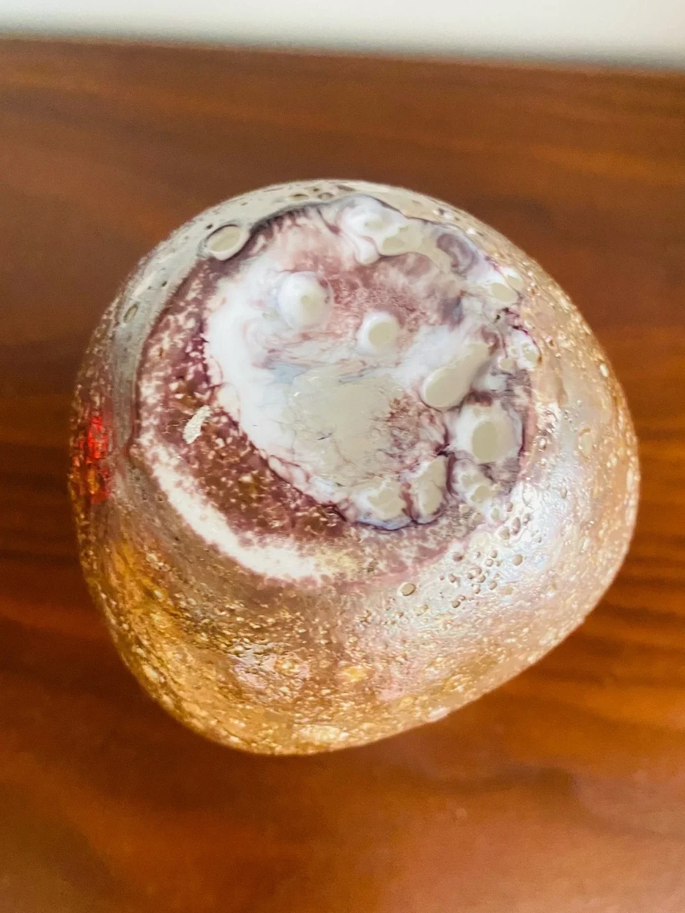Anthropologie Snow Capped Textured Glass Vase 6.5”